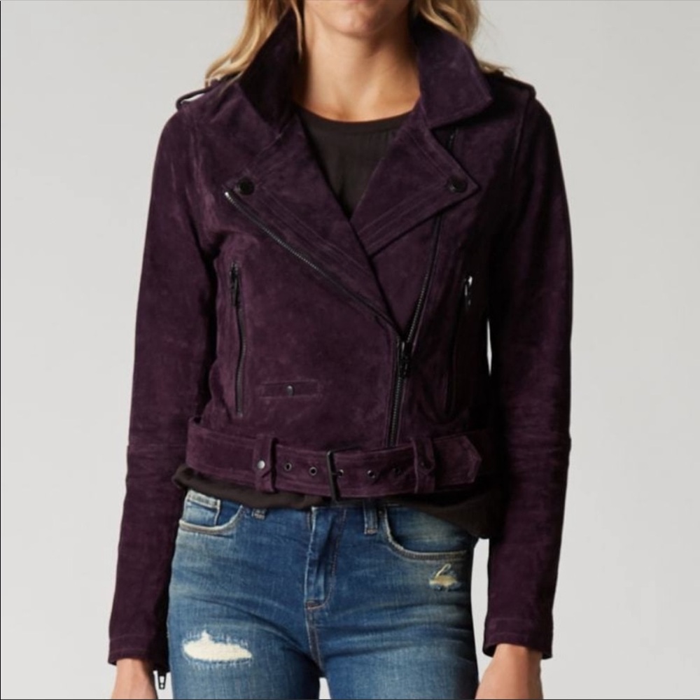 Blank NYC Purple Suede Genuine Leather Moro Jacket sz S
